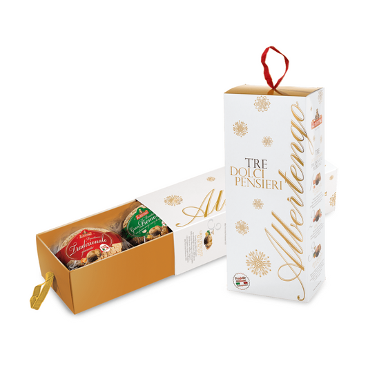 Albertengo España - Albertengo Pack mini panettone Tre dolci pensieri - www.albertengospain.com - Tienda online. Envíos a España. Envíos gratis a partir de 90€. El mejor panettone Italiano. 