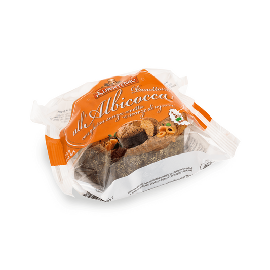 Albertengo España - Mini panettone Albertengo de albaricoque 110g - www.albertengospain.com - Tienda online. Envíos a España. Envíos gratis a partir de 90€. El mejor panettone Italiano. 