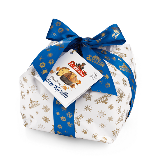 Albertengo España - Albertengo Panettone Antica Ricertta incarto 1Kg - www.albertengospain.com - Tienda online. Envíos a España. Envíos gratis a partir de 90€. El mejor panettone Italiano. 