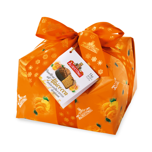 Albertengo España - Albertengo Panettone de Albaricoque incarto 1Kg - www.albertengospain.com - Tienda online. Envíos a España. Envíos gratis a partir de 90€. El mejor panettone Italiano. 